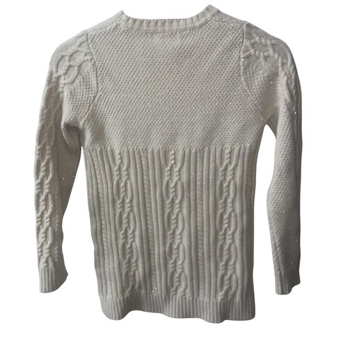 Tommy Bahama Girls Sweater Beige Glitter Cable Knit Crew Neck Ribbed Size 10/12 - Picture 6 of 7