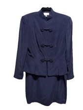 Adriana Papell Elegant Silk 2 Piece Lined Suit Size 10 T1