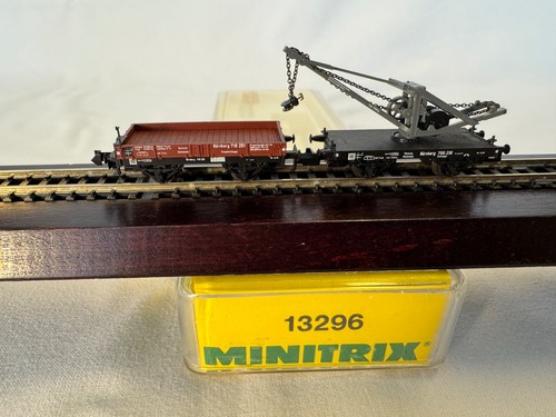 Set mit Kranwagen und Kranschutzwagen Minitrix 13296 Epoche II OVP | Zustand: Neu