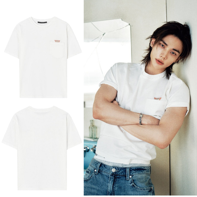 Stray Kids Hyunjin GUESS Mini Triangle Pocket T-Shirt Ivory