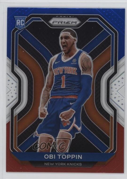 2020-21 Panini Prizm Red White & Blue Prizm Obi Toppin #280 10bt