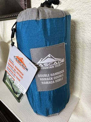 Cascade Mountain Tech Double Portable Travel Hammock 2-Person Nylon Blue Gray