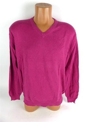 Kitaro Herren Pullover Pulli Beere uni Baumwolle V-Ausschnitt Gr. L NEU (13516)