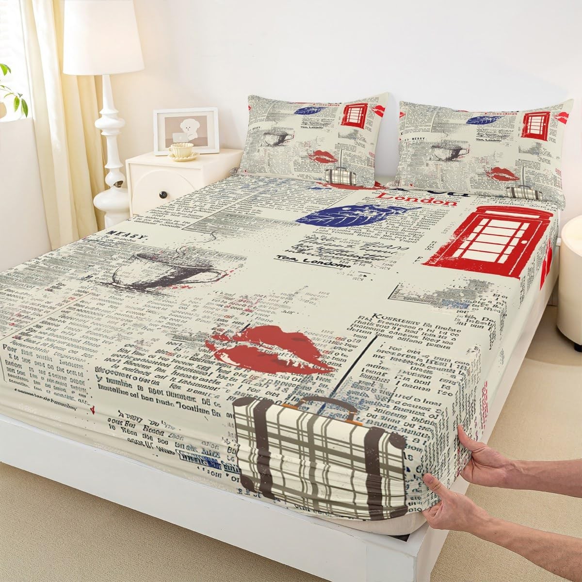 London Full Size,Famous England City Building Bedding Set,Boys Girls Adults R...
