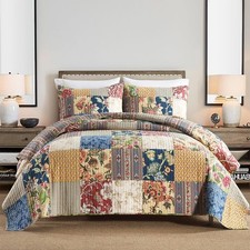 Cotton Bedspread Quilt Sets Reversible Bedding Coverlet Sets 3 Pieces Gorgeous