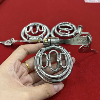 Male Peniskäfig Keuschheitskäfig Flat Chastity Cage mit Ringen Abschließbar  