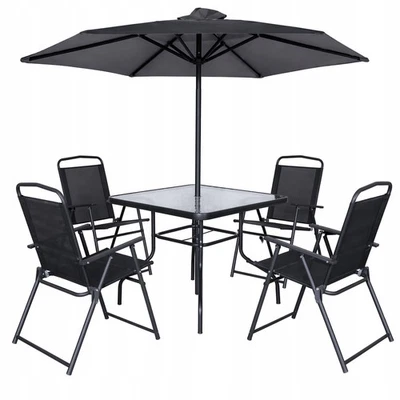 Salon de jardin lot de 6 chaises de patio table parapluie - Photo 1/4