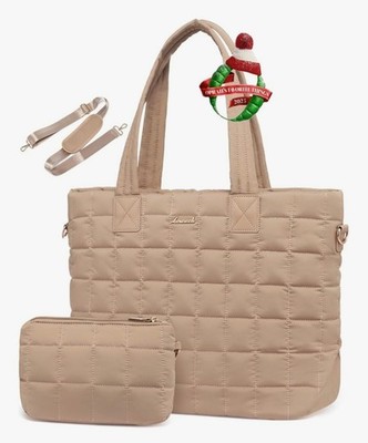 Laptop Tote Bag for Women 15.6 Inch Lightweight Puffer Work Tote Bag Quilted