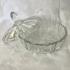 Vintage Anchor Hocking Old Cafe Glass Candy Dish With Lid Clear 7 inch Diameter