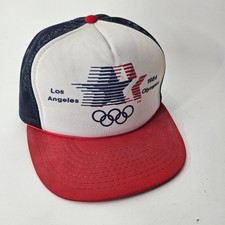 Vintage 80s USA Los Angeles Olympics Mesh Snapback Trucker Cap Hat Patch 1984