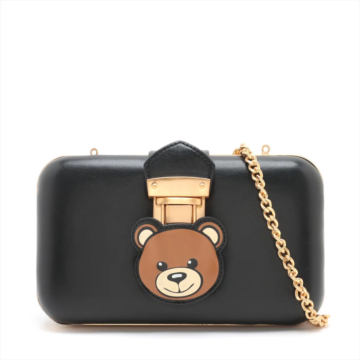 Moschino Teddy Bear Leather Chain Shoulder Bag Black | eBay