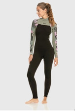 Roxy 3/2mm Elite Chest Zip Wetsuit Womens 6 Black Floral 400 New With Tags