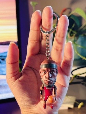 Mini Figure 3D NBA Lebron James Heat V2 Basketball Keychain Miami GOAT
