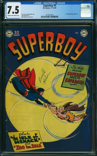 1949 D.C. Comics Superboy 5 CGC 7.5. 1st Supergirl-type character appearance