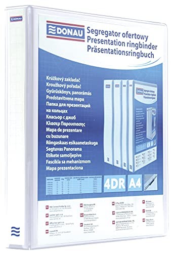 PräSentationsringbuch A4 30Mm 4-Ring Weiß Mit Taschen Donau 1 StüCk-image