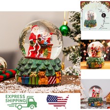 Handcrafted Musical Snow Globe: Santa  Snowman 5.25 Inch Holiday Decor