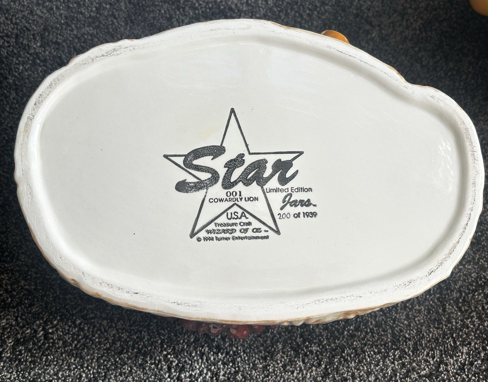 Treasure Craft Star Jars Wizard Of Oz Cookie Jar Cowardly Lion #/ 1930 Mint