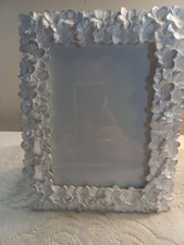 Laura Ashley White W/Touch Of Silver Floral Frame Raised Petals 5 7" Pic Wedding