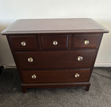 Dark Wood Brown 5 Drawer Chest of Drawers Knob Handles Freestanding 80cm