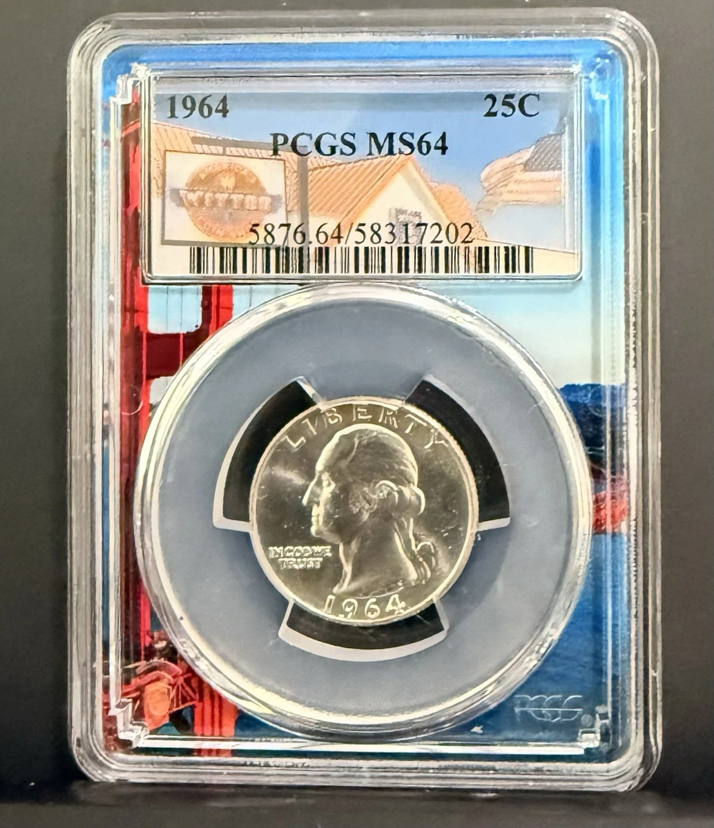 Uncirculated MS 64 Graded 1964 Washington Quarters (1932-1998) for