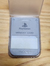 Sony Playstation 1 PS1 Memory Card Gray  Clear Case OEM Official Set SCPH- 1020