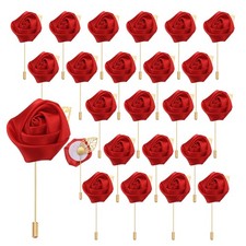 24pcs Red Rose Boutonnieres Pins for Formal Party