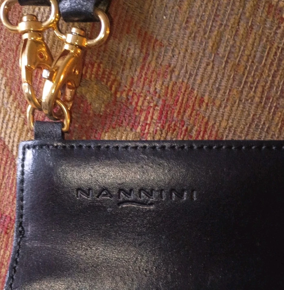 Bolso de Hombro Master By Nannini Cuero Genuino Negro 1 Correa De Colección Hecho en Italia Foto 2 de 2
