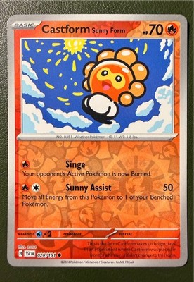 Pokemon TCG Castform Sunny Form 20/191 Surging Sparks SV8 Reverse Holo NM