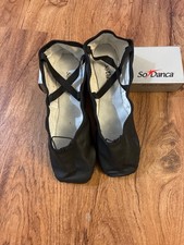 Ballet Slippers Black Leather Split Sole So Danca Adult Sizes