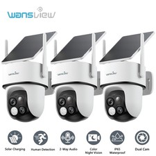 3X Wansview Dual-Lens Wireless Solar Security Camera 360 PTZ 2K Human Detection
