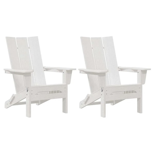 Gartenstuhl 2Er Set Terrasse Polyethylen Weiß 80,5 X 74,5 X 92 Cm-image
