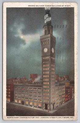 Bromo Seltzer Tower Gebäude Nachtansicht Baltimore Maryland 1919 MD