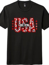 Unisex USA EST. 1776 Floral Gift T-Shirt Patriotic 4th of July Graphic Tee