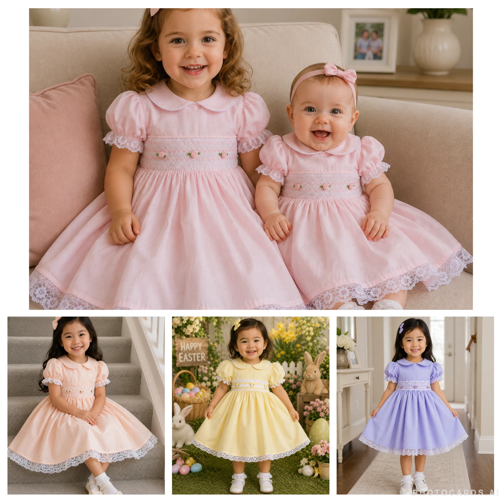 DREAM 0-8 years BABY GIRLS traditional smocked twirly dress various colours