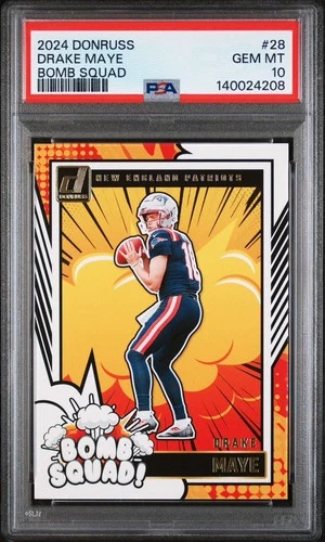 2024 Panini Donruss Bomb Squad Drake Maye #28 Rookie PSA 10 New England Patriots