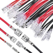 30Pcs 2.8mm 4.8mm and 6.3mm Female Spade Crimp Terminal with Insulating Sleeve a