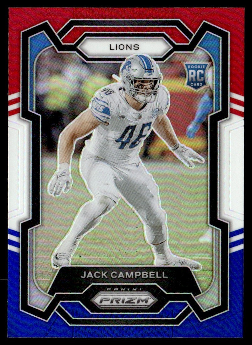 2023 Panini Prizm Red White & Blue Jack Campbell Rookie Detroit Lions #330