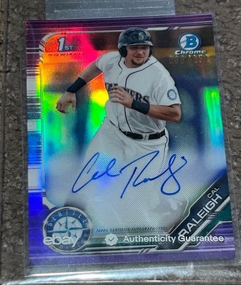 CAL RALEIGH Autograph BOWMAN CHROME PURPLE REFRACTOR 1ST ROOKIE /250 2019 RC AU
