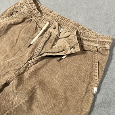 Quiksilver Men's S Small 28x28 Corduroy Elastic Drawstring Pants Brown Relaxed