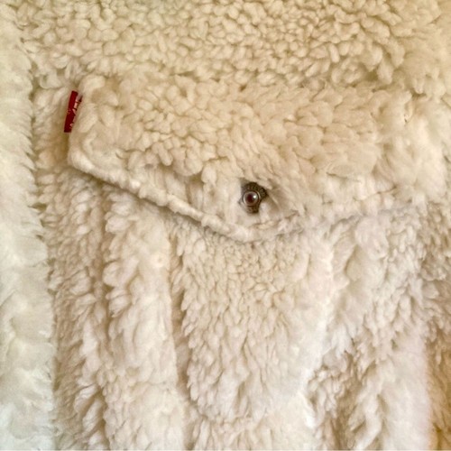 Levi's NWT Baby Bubble Sherpa Trucker Jacket Coconut Milk Cream Off White Size L - Picture 9 of 15