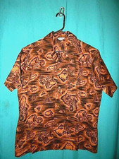 EXC VINTAGE 60's HAWAIIAN SHIRT, COTTON, GREAT GRAPHICS, BIG Sz M