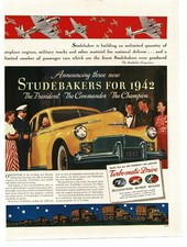 1942 Studebaker Yellow President Commander Champion Wwii Vintage Print Ad 1942 Studebaker Yellow President Commander Champion Wwii Vintage Print Ad
