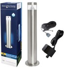 Modern Stainless Steel LED 12 volt Bollard Garden Post Light Set Transformer 