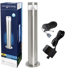 Modern Stainless Steel LED 12 volt Bollard Garden Post Light Set Transformer 