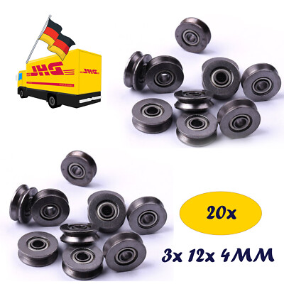 20x V623ZZ V-Groove Roller 3x12x4mm, Rillenkugellager für Führungsschienen