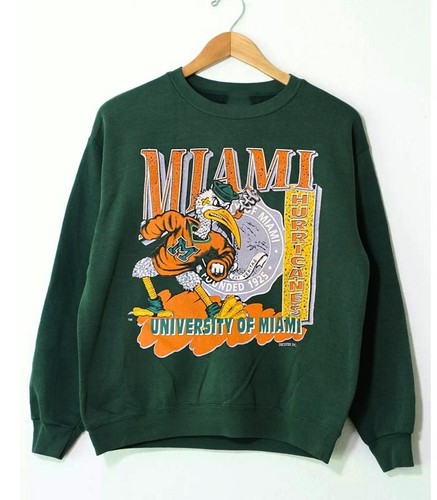 Miami Hurricanes University Of Miami 90s vtg Forest Green Sweatshirt HN0935