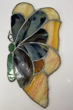 Multi Colored Butterfly Sun Catcher 11 Inches Tall Stained Glass Preowned