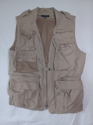 BANANA REPUBLIC Safari Utility Vest Khaki Tan Pockets Fishing