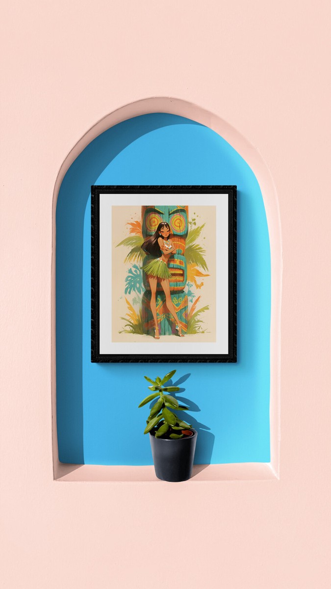 8x 10 Vintage Tiki Theme Hula Dancer Pin Up Art Print et20