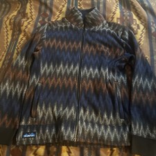 Kavu Women's Full Zip Fleece Jacket Size Medium Long Sleeve Wave Striped